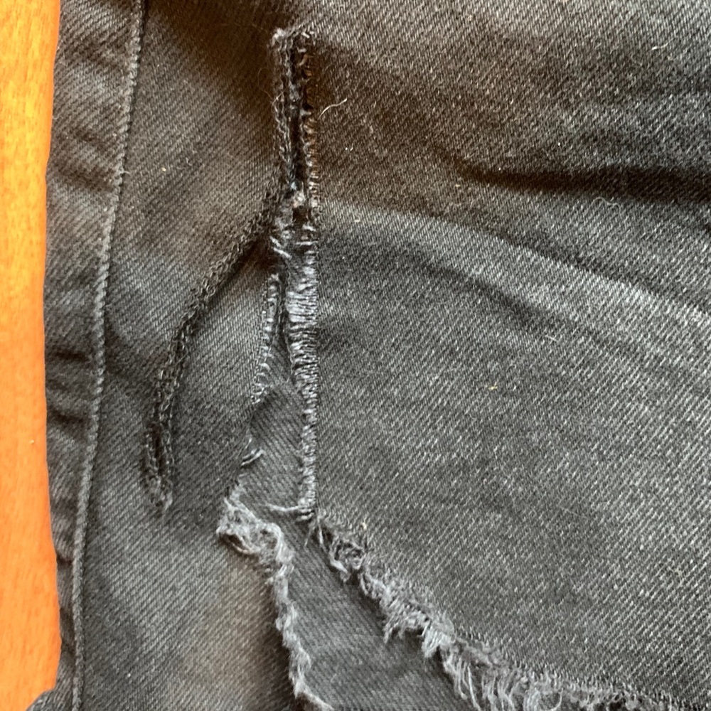 Xtra Distressed Black Denim Mini Skirt - Picture 4 of 5